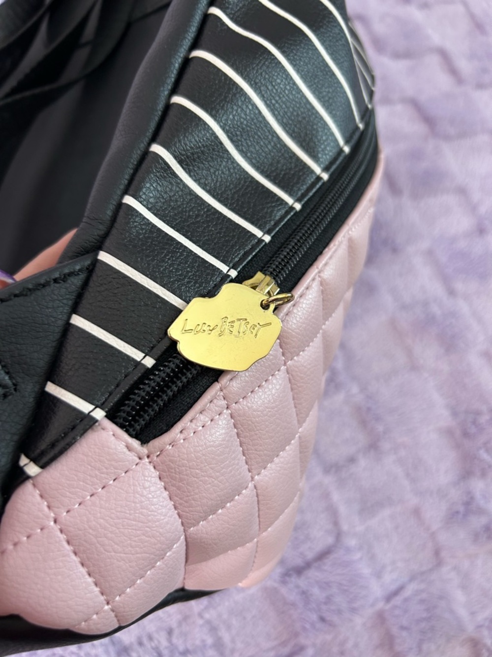 Betsey Johnson Kitty Backpack - Pink, Black and White with Cat Face on Front - Picture 5 of 9